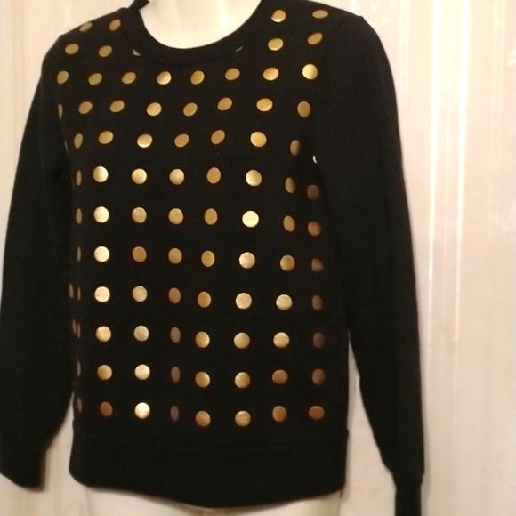 - Kate Spade black sweatshirt with gold polka dots on the front! Fun and s… - Picture 2 of 7